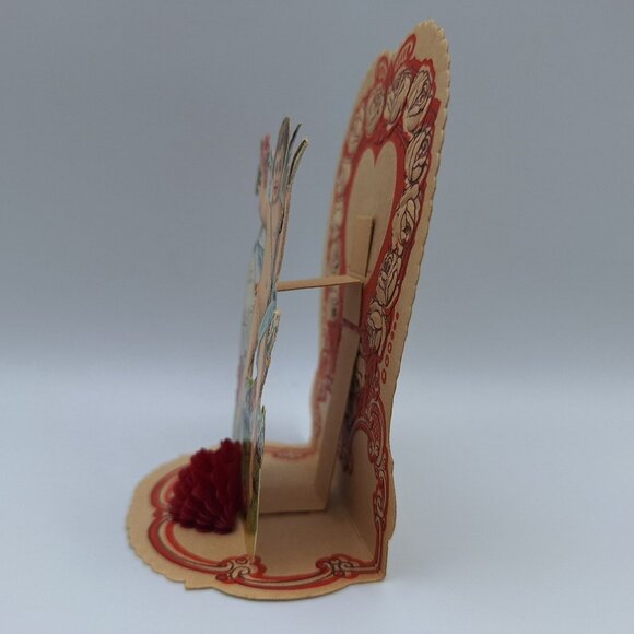 Vintage Paper Pop Up Valentines Day Card Cupid Rose To My Valentine German - Picture 2 of 6